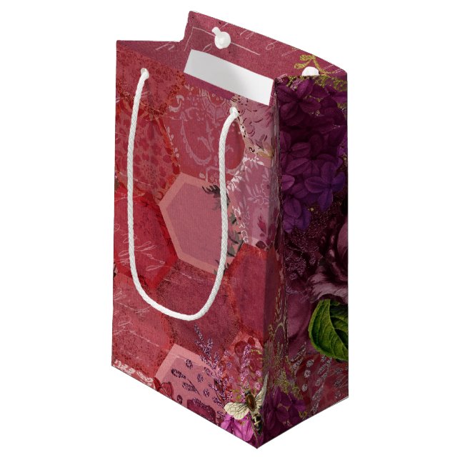 Sacola Para Presentes Pequena Burgundy Bee Series Design Quinze (Frente inclinada)