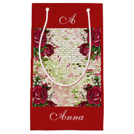 Sacola Para Presentes Pequena Burgundy Red Rustic Rosas Elegante País