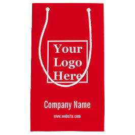 Sacola Para Presentes Pequena Business Red & White Company Name Logo Modelo
