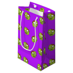 Sacola Para Presentes Pequena Cabeça de zumbi louca em roxo