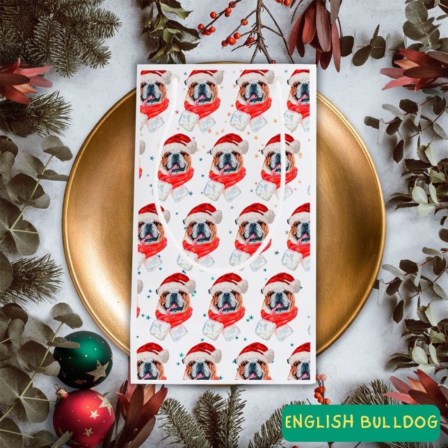 Sacola Para Presentes Pequena Cachorro-Bulldog Inglês - Natal (Criador carregado)