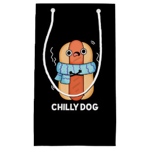 Sacola Para Presentes Pequena Cachorro Engraçado Chili Hot Dog Pun Dark BG