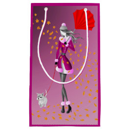 Sacola Para Presentes Pequena Cachorro Walker Red Umbrella no outono