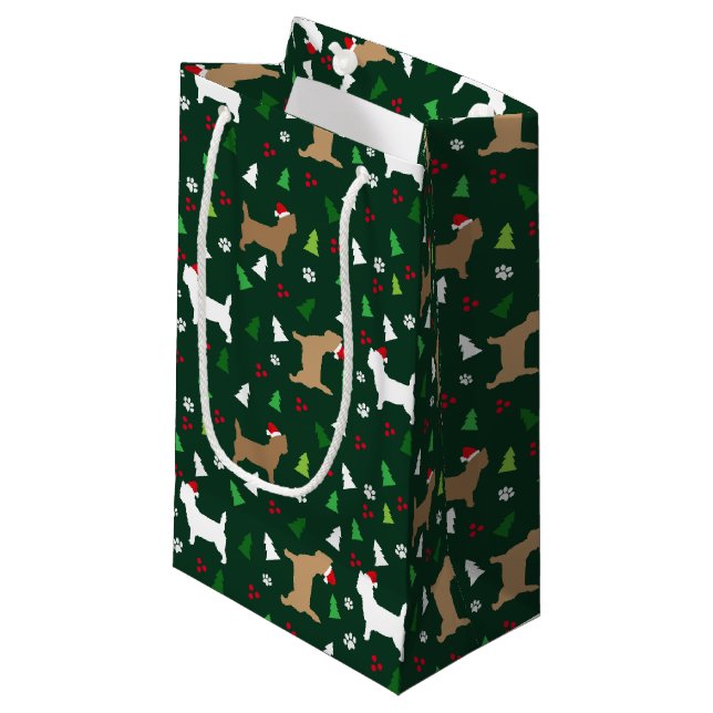 Sacola Para Presentes Pequena Cairn Terrier Cães Feriados Cairns (Frente inclinada)