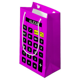 Sacola Para Presentes Pequena Calculadora Neon Pink Birthday