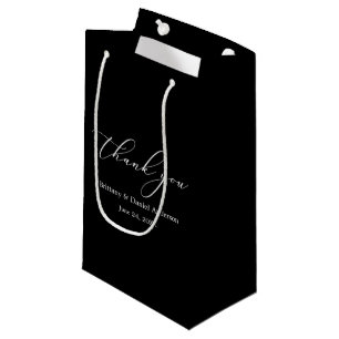 Sacola Para Presentes Pequena Caligrafia de Elegância Minimalista Preta