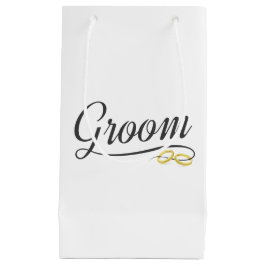 Sacola Para Presentes Pequena Caligrafia Floral Simples de Casamento de Groom | 