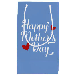 Sacola Para Presentes Pequena Caligrafia simples e feliz do Dia de as mães | Sac