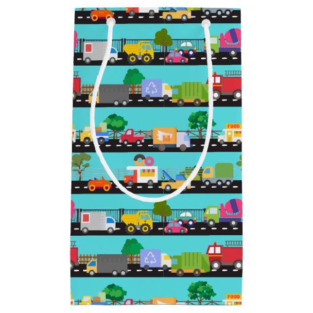 Sacola Para Presentes Pequena Caminhões e sacos-presentes para o transporte de a (Frente)