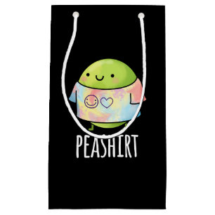 Sacola Para Presentes Pequena Camisa Engraçada Veggie Pea TShirt Pun Dark BG