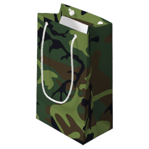 Sacola Para Presentes Pequena Camo Militar Floresta Verde