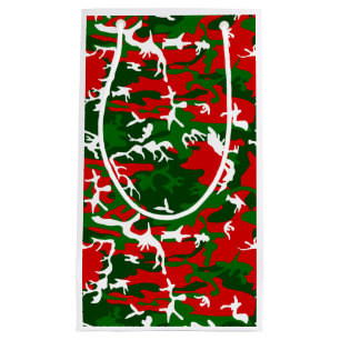 Sacola Para Presentes Pequena Camuflagem de natal feia
