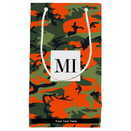 Sacola Para Presentes Pequena Camuflagem Laranja e Verde, Militar, Exército