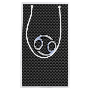 Sacola Para Presentes Pequena Cancer - Sinal Zodiac sobre Impressão de fibra de 