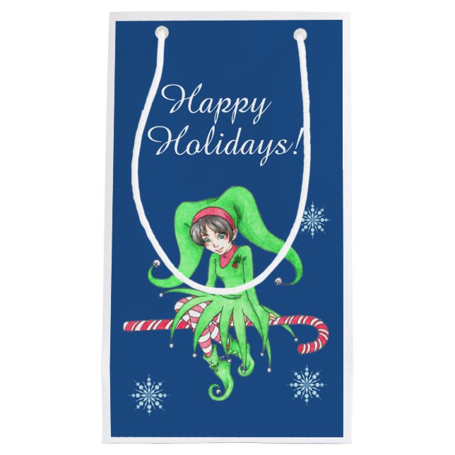 Sacola Para Presentes Pequena Candy Cane Elf Gift Bag (Frente)