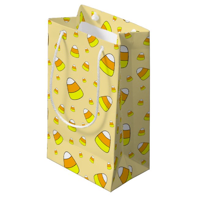 Sacola Para Presentes Pequena Candy Corn Pattern Halloween (Frente inclinada)