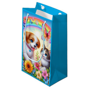Sacola Para Presentes Pequena Cãozinho/cachimbo/arco-íris de gatinho