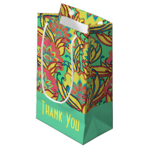 Sacola Para Presentes Pequena Caribe Cores Boho Padrão Floral
