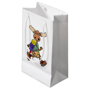 Sacola Para Presentes Pequena Caricatura de Hiker de Moose