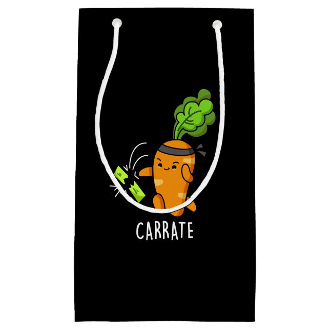 Sacola Para Presentes Pequena Carrate Funny Carrot Karate Pun Dark BG (Frente)