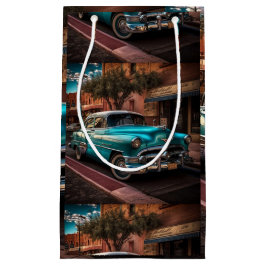 Sacola Para Presentes Pequena Carro Azul Retro