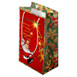Sacola Para Presentes Pequena Cartões de natal - Papais noeis - Pequena barra de