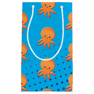Sacola Para Presentes Pequena Cartoon Bonito Octopus Blue Ocean