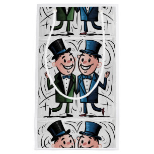 Sacola Para Presentes Pequena Cartoon Engraçado de Casamento de Gay de Groom