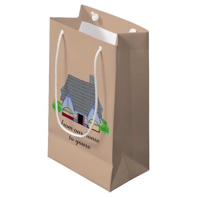 Sacola Para Presentes Pequena Casa Aconchegante (Frente inclinada)