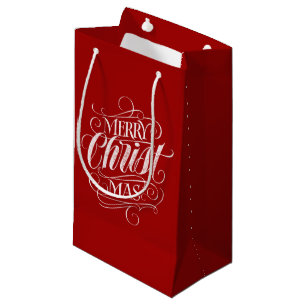 Sacola Para Presentes Pequena Casado CRISTmas Caligrafia de quadro cristão