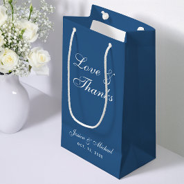 Sacola Para Presentes Pequena Casamento Azul Clássico Amor e Agradecimento Scrip