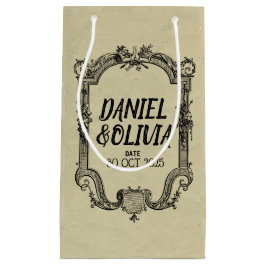 Sacola Para Presentes Pequena Casamento Clássico Vintage Preto Verde