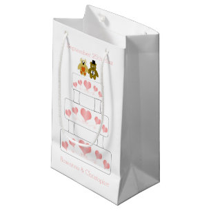Sacola Para Presentes Pequena Casamento de Design de Bolo Casado