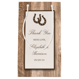 Sacola Para Presentes Pequena Casamento de ferradura russa e madeira marrom