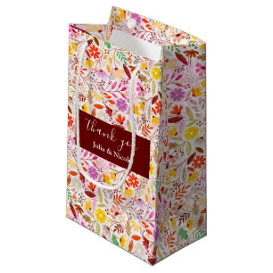 Sacola Para Presentes Pequena Casamento de Flores de Tulipa de Primavera Laranja