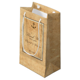 Sacola Para Presentes Pequena Casamento de Papel Vintage enquadrado por Âncora N