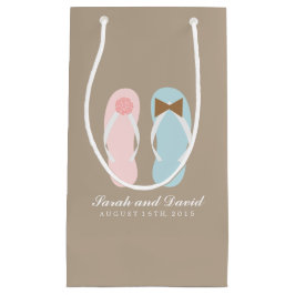 Sacola Para Presentes Pequena Casamento de Praia de Chinelos dele e dela