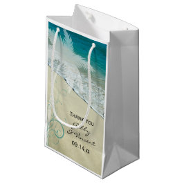 Sacola Para Presentes Pequena Casamento de praia tropical Obrigado