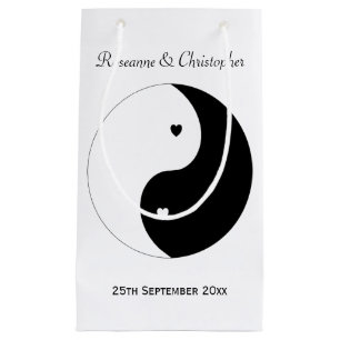 Sacola Para Presentes Pequena Casamento De Yin Yang Black E White Hearts