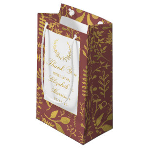 Sacola Para Presentes Pequena Casamento Dourado e legante de terra