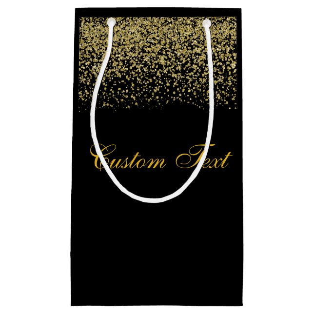 Sacola Para Presentes Pequena Casamento Dourado Elegante de Confetti (Frente)