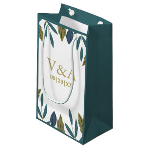 Sacola Para Presentes Pequena Casamento Floral Rustic Leaf