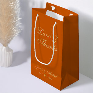 Sacola Para Presentes Pequena Casamento Laranja Queimado Amor e Agradecimento Ro