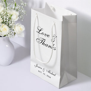 Sacola Para Presentes Pequena Casamento Minimalista Preto e Branco Amor e Gratid