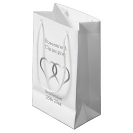 Sacola Para Presentes Pequena Casamento Pequeno Presente Bag Silver Hearts