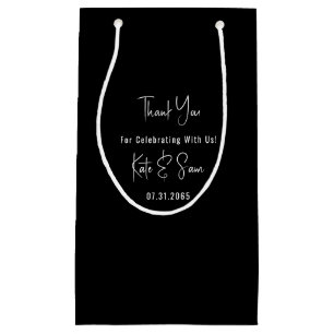 Sacola Para Presentes Pequena Casamento preto e branco clássico