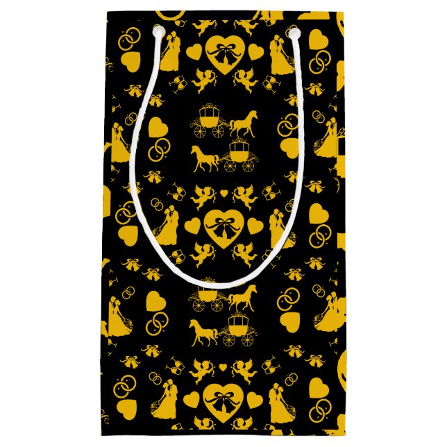 Sacola Para Presentes Pequena Casamento Romântico De Cavalo E Carrinho (Frente)