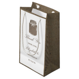 Sacola Para Presentes Pequena Casamento Rustic Burlap Mason Jar