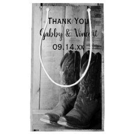 Sacola Para Presentes Pequena Casamento Rustic Cowboy Boots Western Obrigado