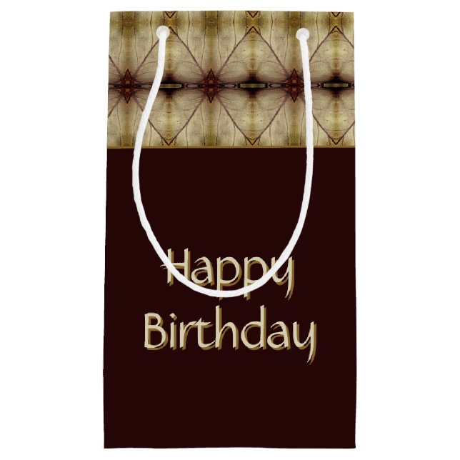 Sacola Para Presentes Pequena Castanho Escuro Com Padrão (Frente)